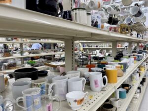 Cups And Mugs At A Thrift Store