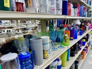 Cups And Tumblers At A Thrift Store