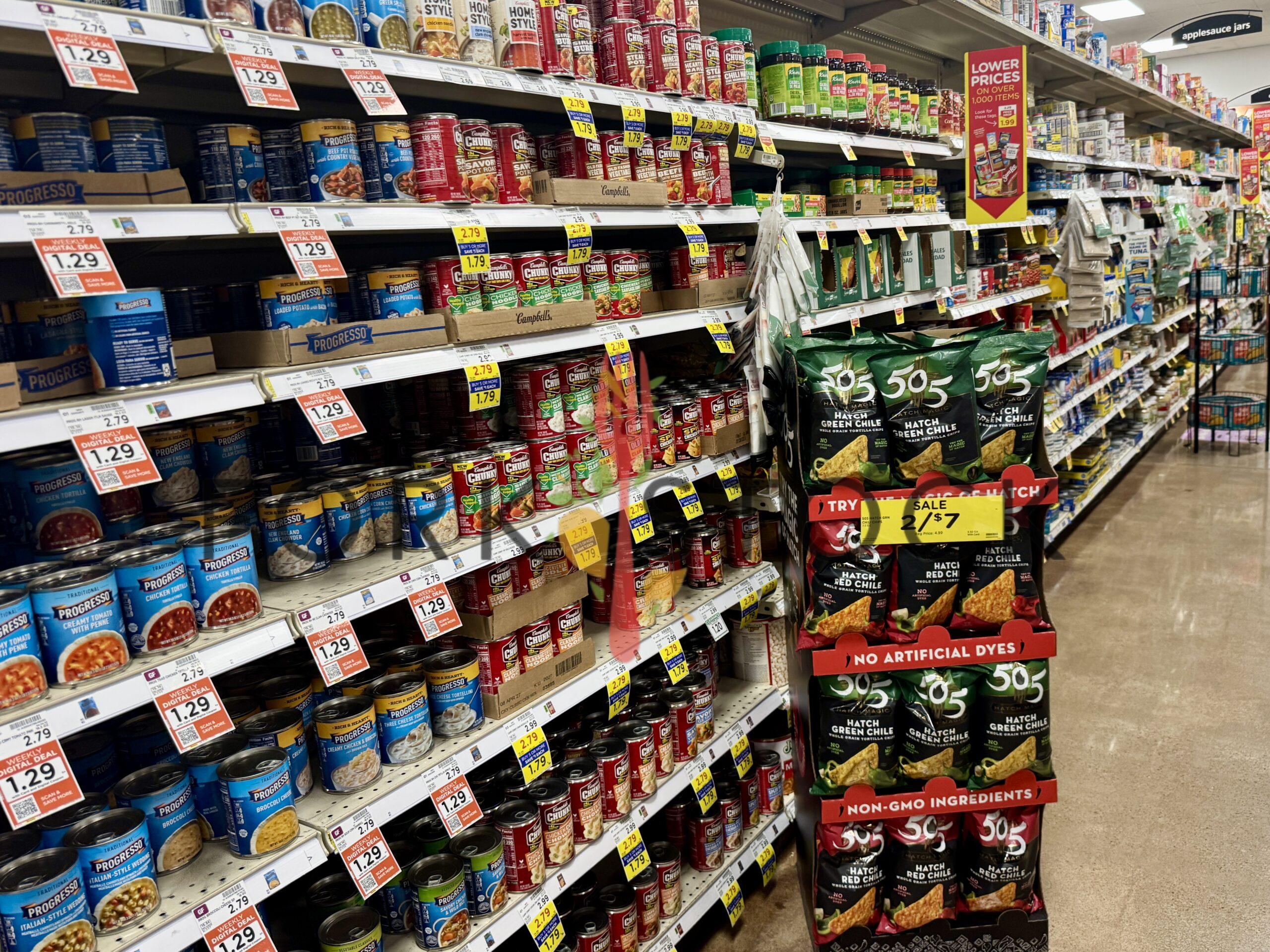 Canned Soup On An Isle At A Grocery Store