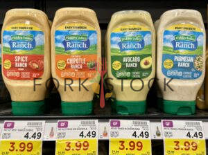 Bottles Of Various Ranch Salad Dressing Flavors At A Grocery Store