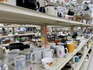 Cups And Mugs At A Thrift Store