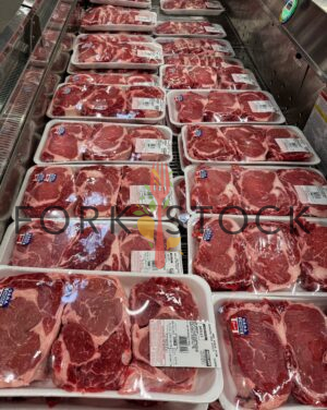 Beef Ribeye Steak Boneless USDA Choice On Display At A Costco