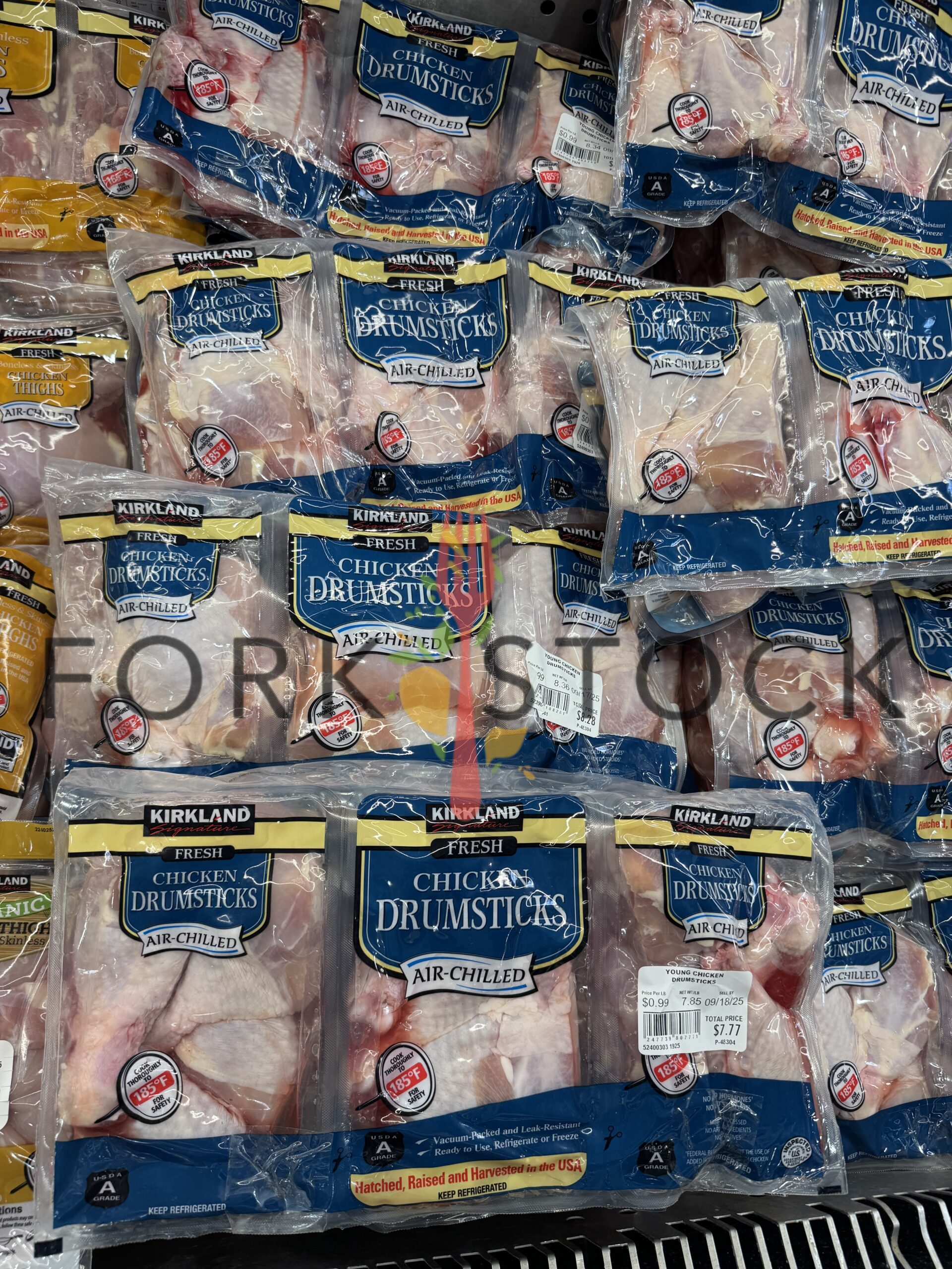 Frozen Chicken Drumstick Packages On Display At A Costco