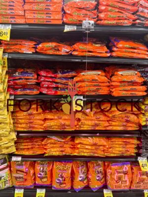 Halloween Candy On A Shelf At A Grocery Store