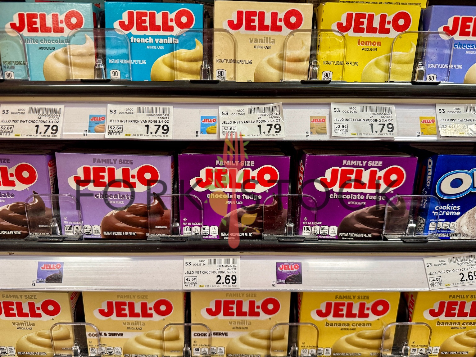 Jello Varieties On A Shelf At A Grocery Store