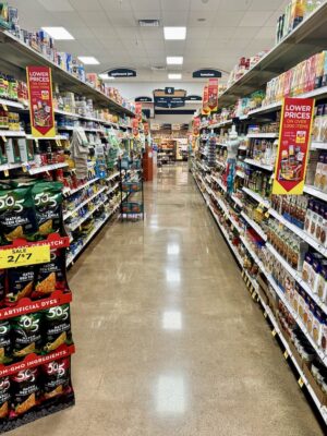Soup And Canned Vegetables Isle At A Grocery Store