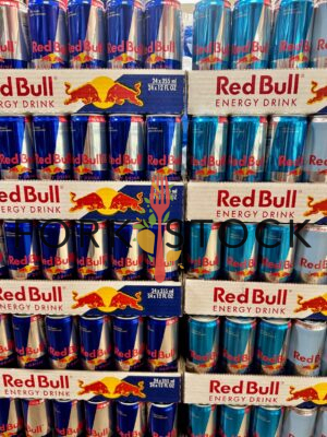 Redbull Energy Drink Regular Sugar Free Cans Stacked