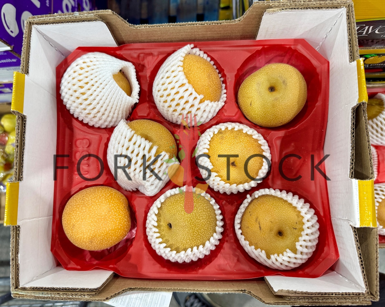 Asian Pears In A Display Box At A Warehouse Store