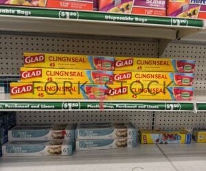 Glad Cling 'N Seal Packages On A Shelf At A Discount Store
