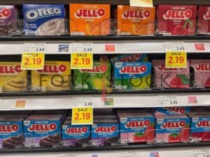 Jello Varieties On Shelves At A Grocery Store