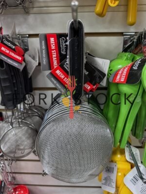 Mesh Strainers On A Retail Hook For Sale At A Discount Store