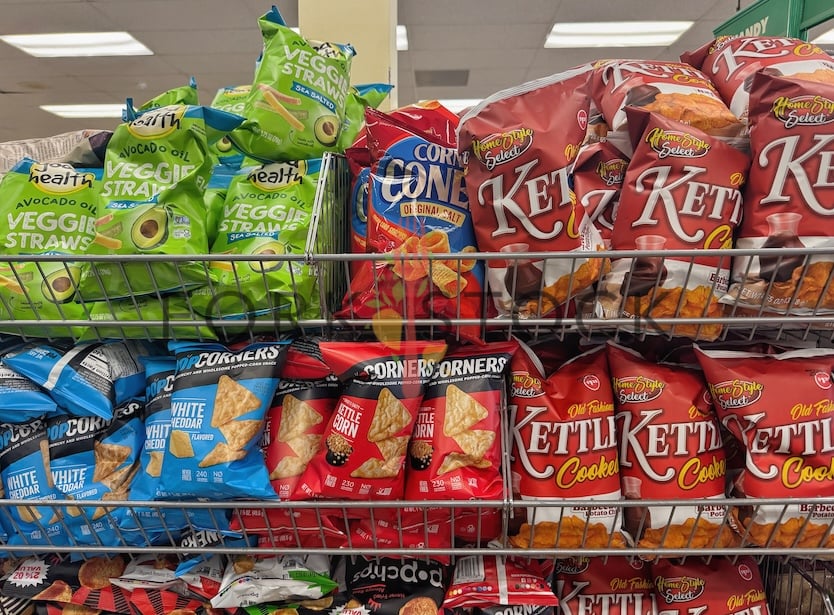 Potato Chips On Retail Shelving At A Discount Store