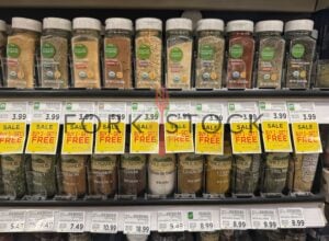 Spices Selection On Shelves In A Grocery Store