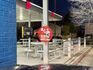 Sonic Drive Thru Carhop Crossing Sign And Outdoor Area