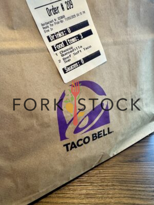 Taco Bell Paper Bag With Order Details Ticket Close Up